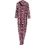 Jenni by Jennifer Moore Women's Medium Footed Onesie Sleepwear Pink Zebra Print