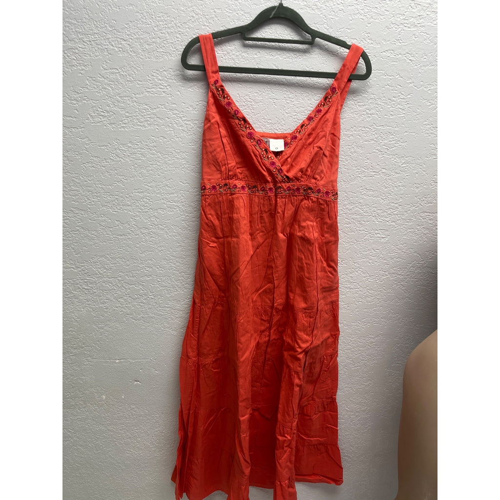 #1117 Motherhood Maternity Size M Coral Orange Embroidered Wrap Maxi Dress