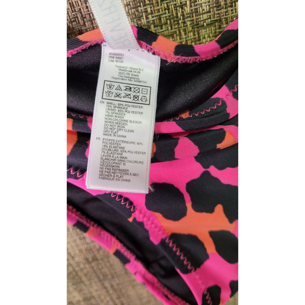 CG-5 Forever 21 Pink Leopard Print Bikini Bottoms With Adjustable Ties Swim Size S