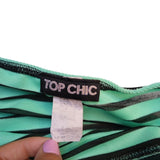 Top Chic Striped Blue, Green and Black Strapless Crop Top Women's Large