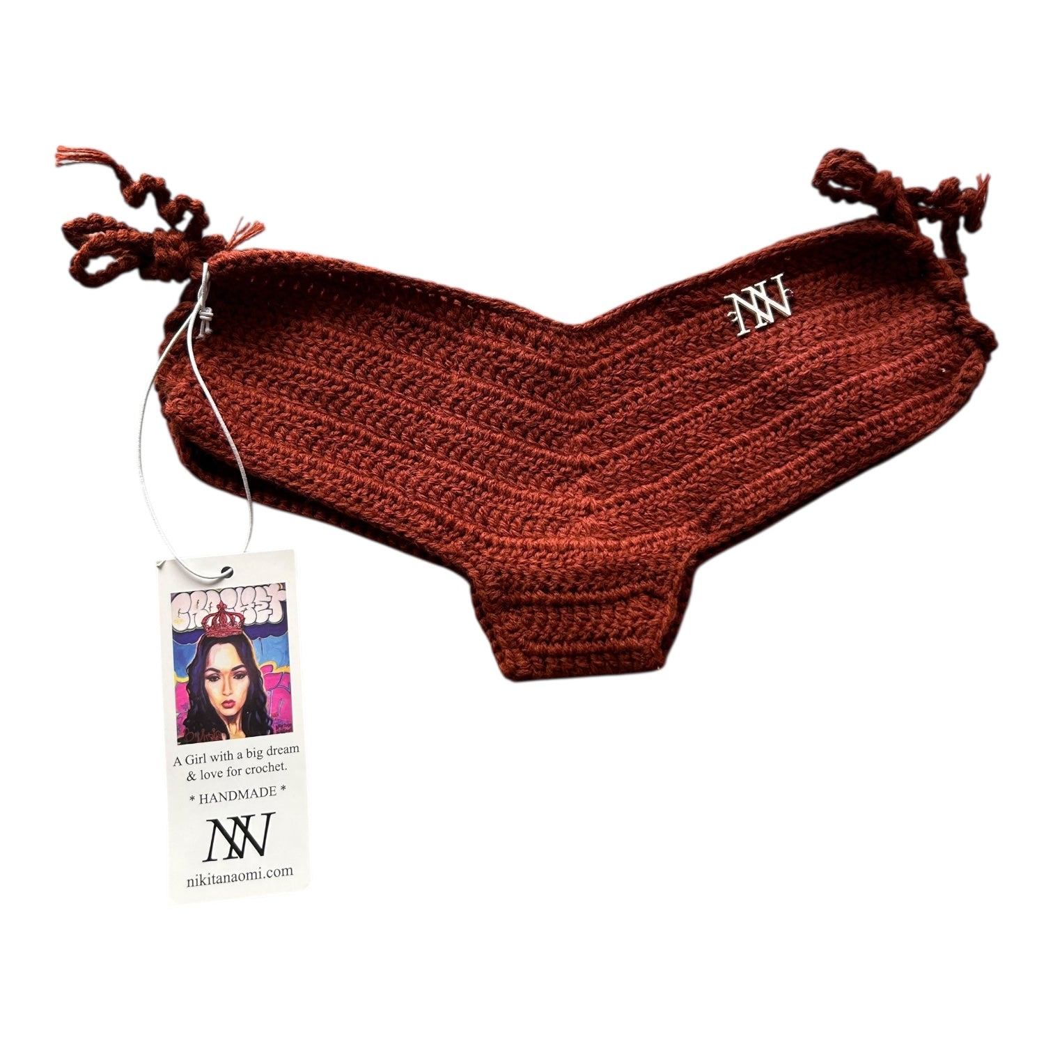 Brown Boy-Shorts Crochet Bikini Bottom by Nikita Naomi