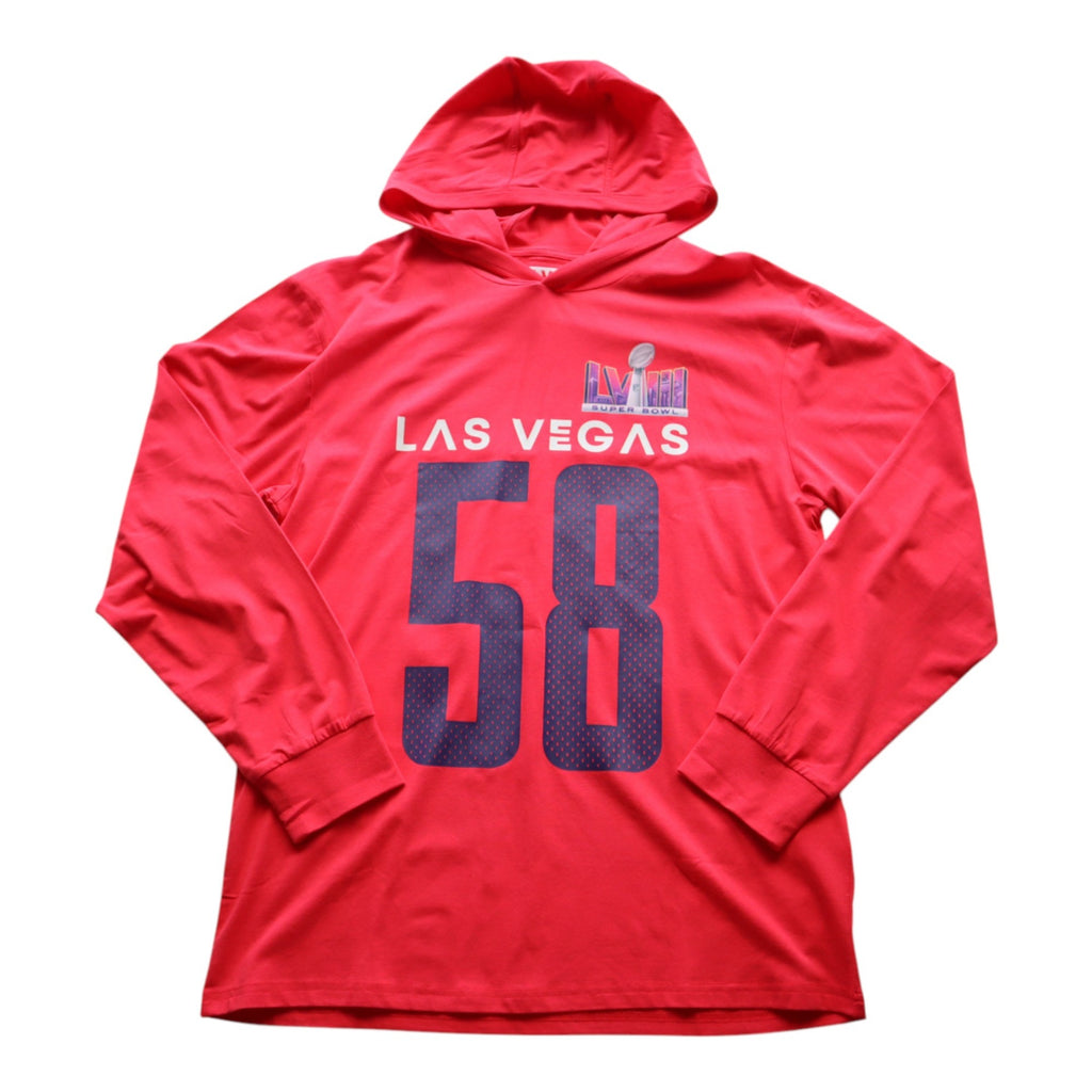 Super Bowl LVIII Las Vegas Hoodie Red Long Sleeve Pullover Large