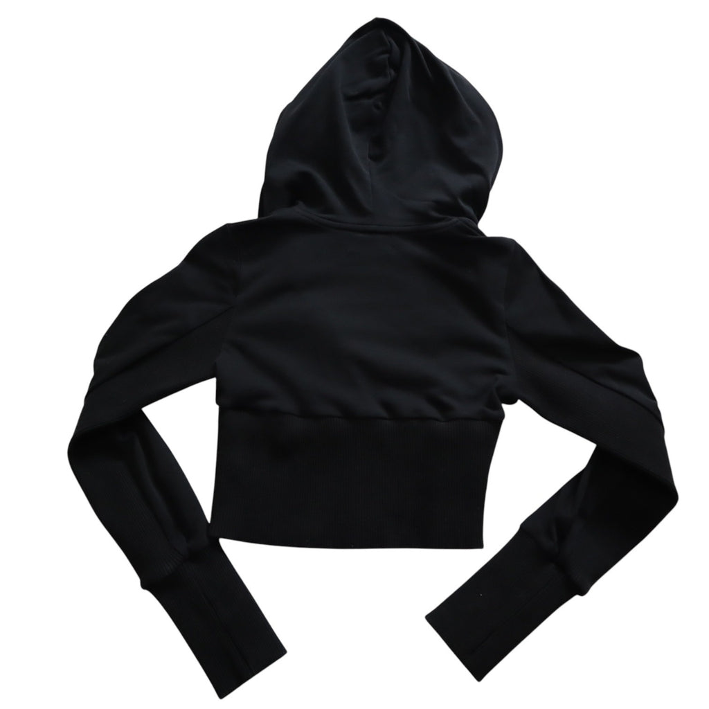 I Am Gia Black Cropped Hooded Sweater Women's Size Small