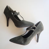 DBDK Fashion Dark Green Suede Stiletto Heels With Buckle Straps - Size 7.5