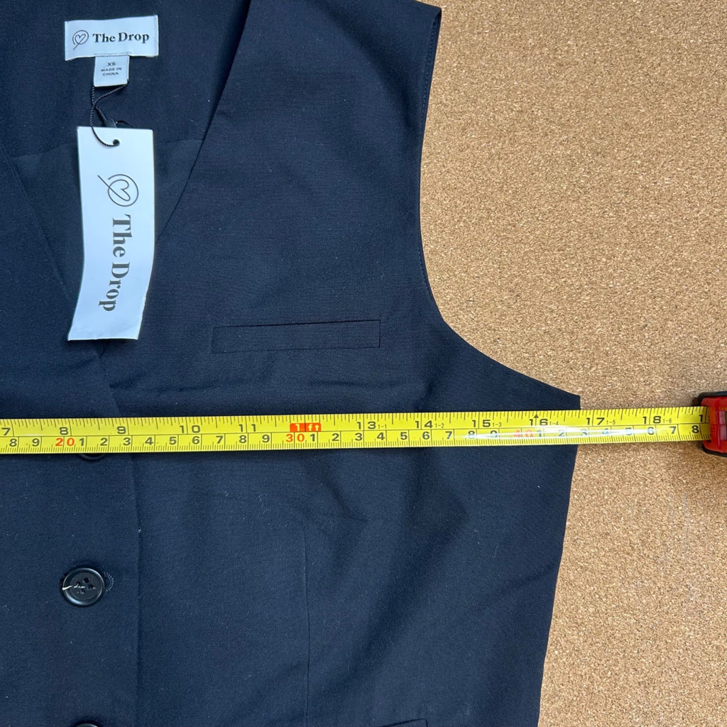 #878 The Drop Women's Size XS Sadie Cropped Slim Vest, Black