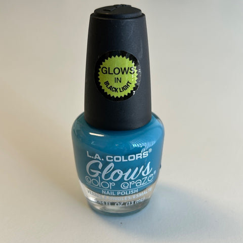 L.A. Colors "Nuclear" Glows Color Craze BLUE Nail Polish GLOWS in Black Light