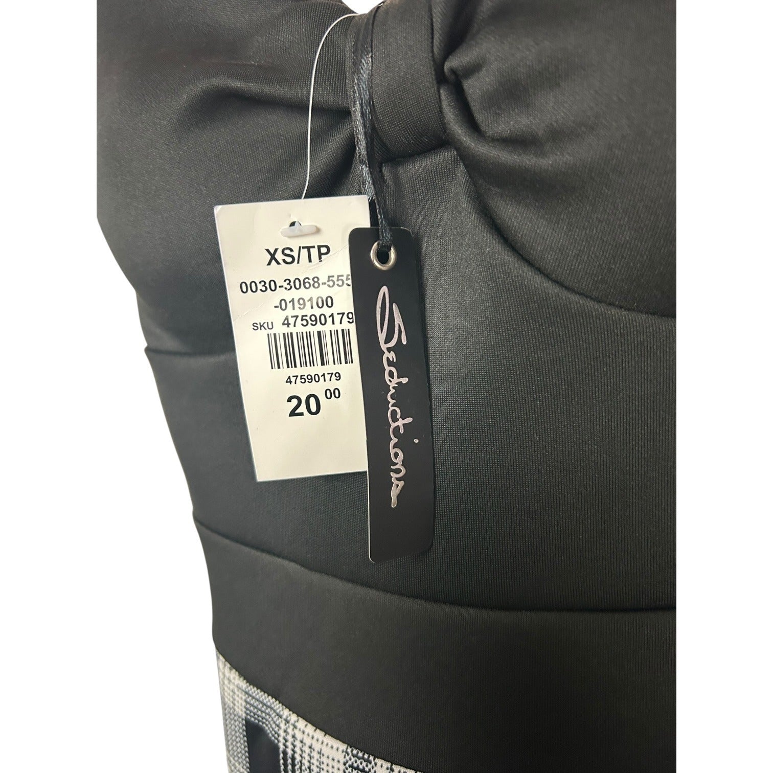 Seductions Black & White Plaid Bodycon Midi Dress With Spaghetti Straps XS