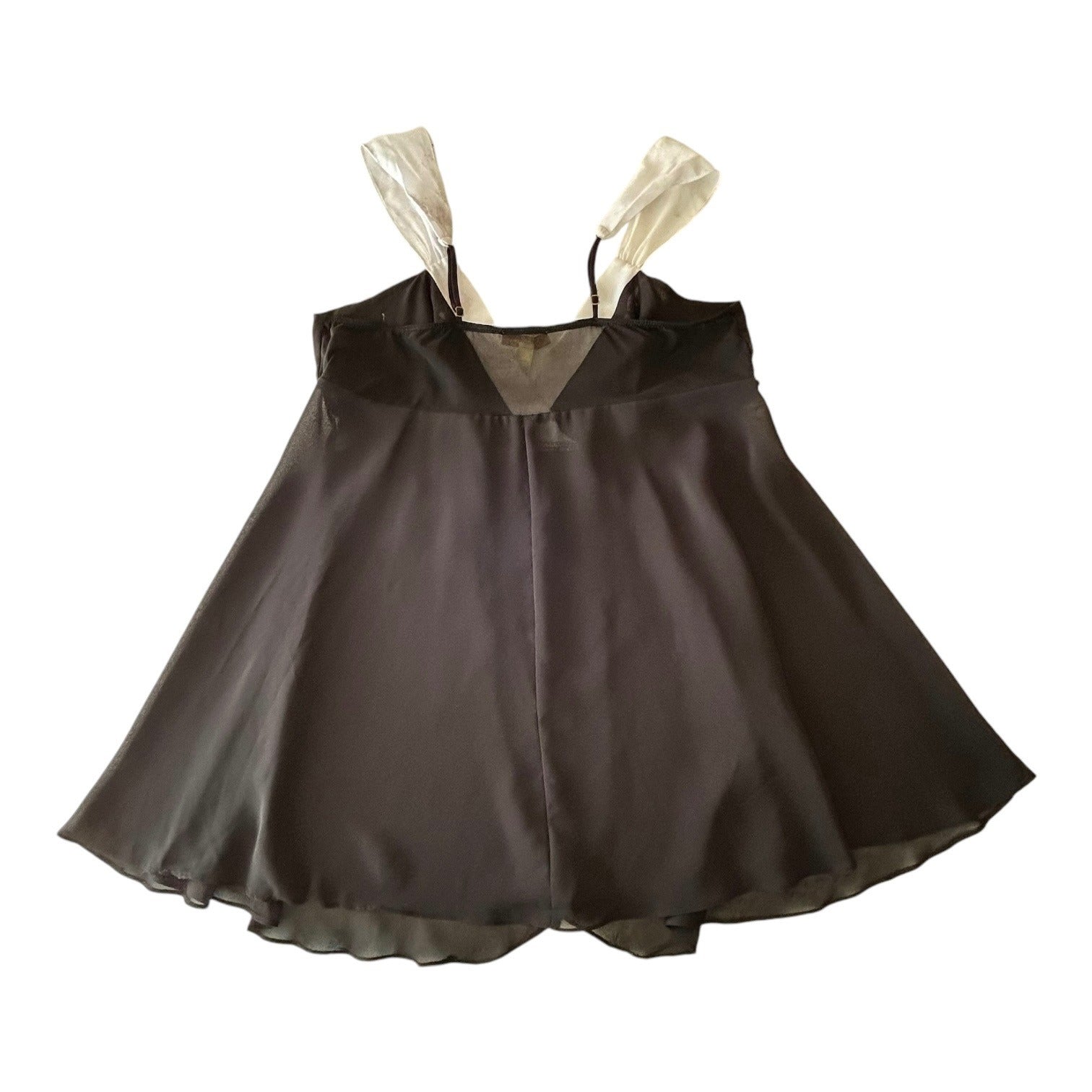 Flora Nikrooz Women's Size XL Charmeuse Chemise, Black White Lingerie Sleepwear