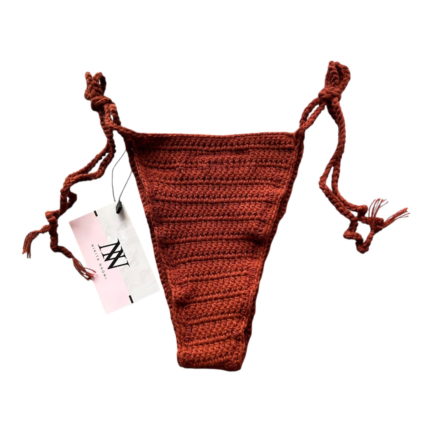 Brown High Waist Triangle Crochet Bikini Bottom by Nikita Naomi