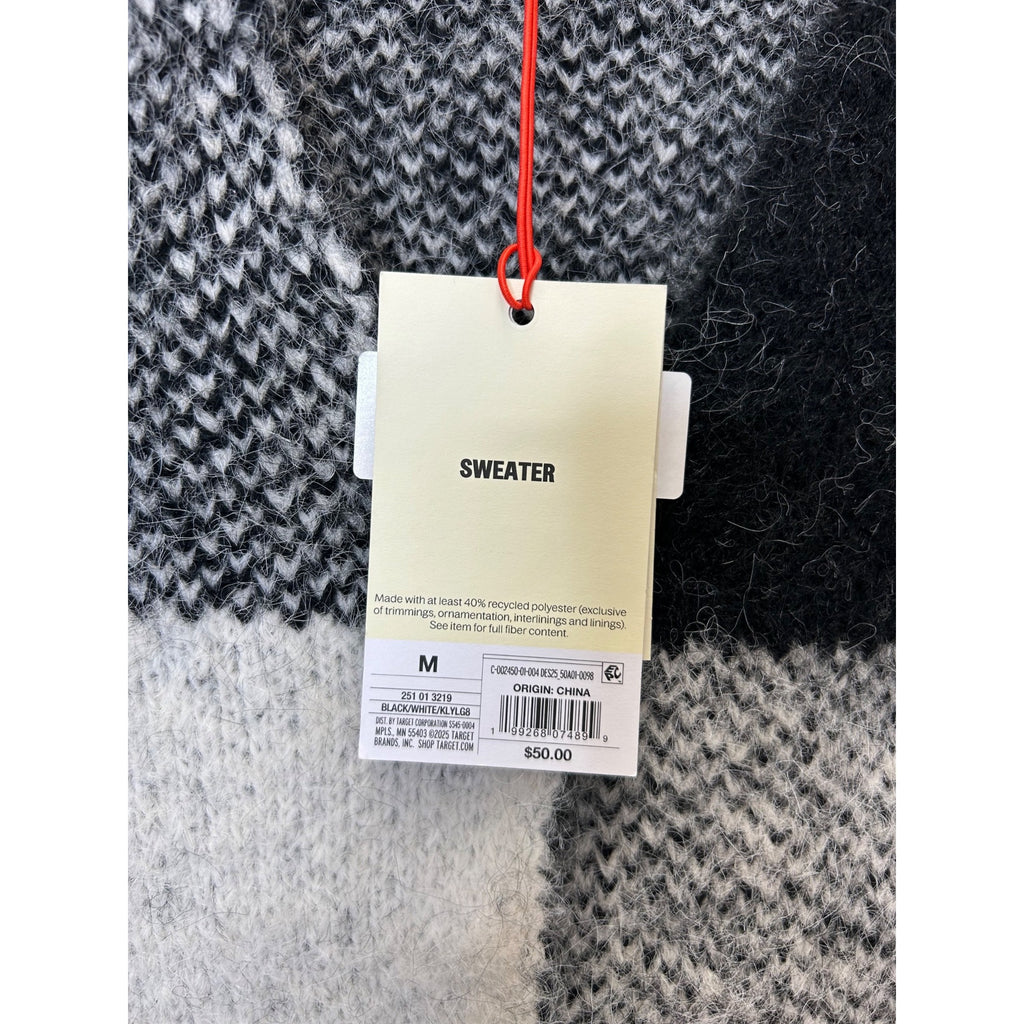 K-94 Woolrich Women's Buffalo Check Relaxed Cardigan -  Black/White Size Medium