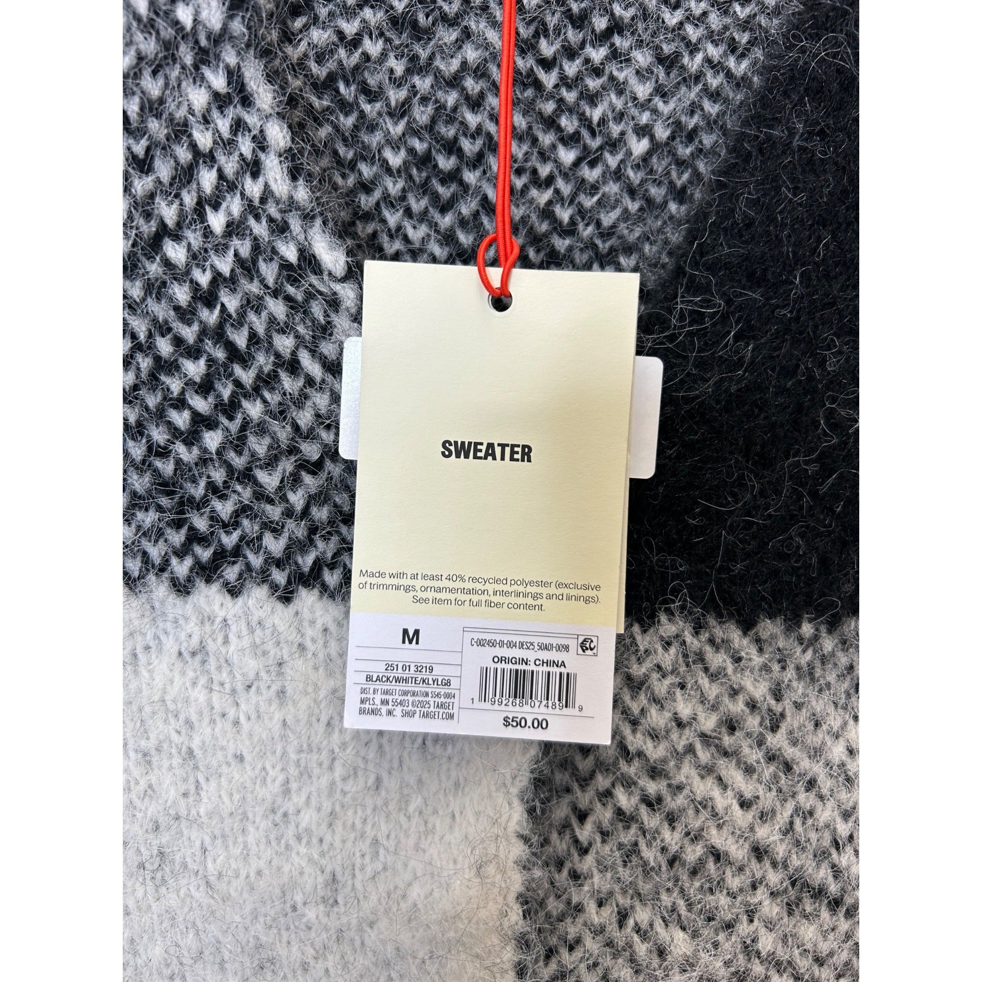 K-94 Woolrich Women's Buffalo Check Relaxed Cardigan -  Black/White Size Medium