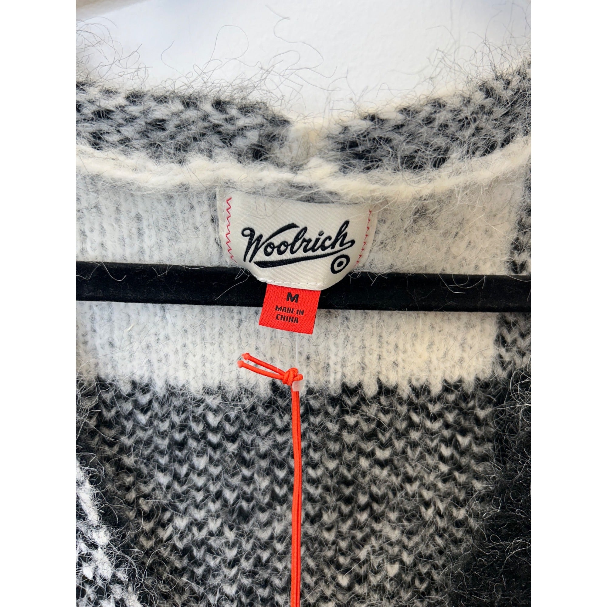 K-94 Woolrich Women's Buffalo Check Relaxed Cardigan -  Black/White Size Medium