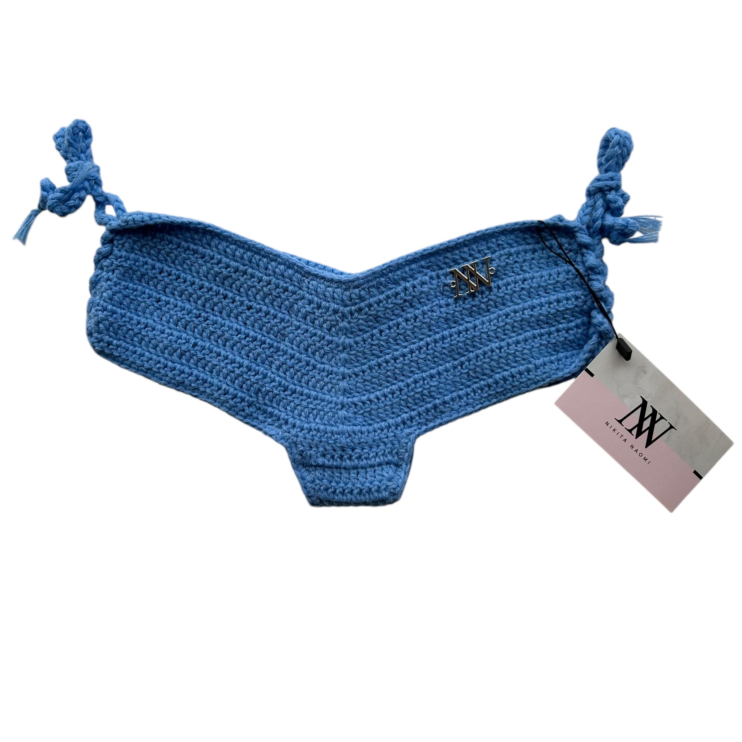 Blue Boy-Shorts Crochet Bikini Bottom by Nikita Naomi