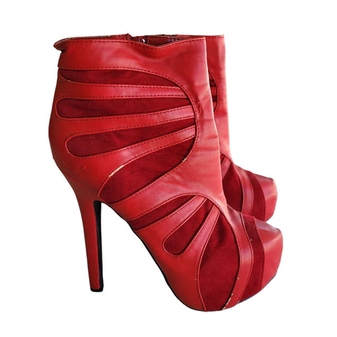 Wild Rose Bryna-03 Red Platform High Heel Booties Women's Size 6.5