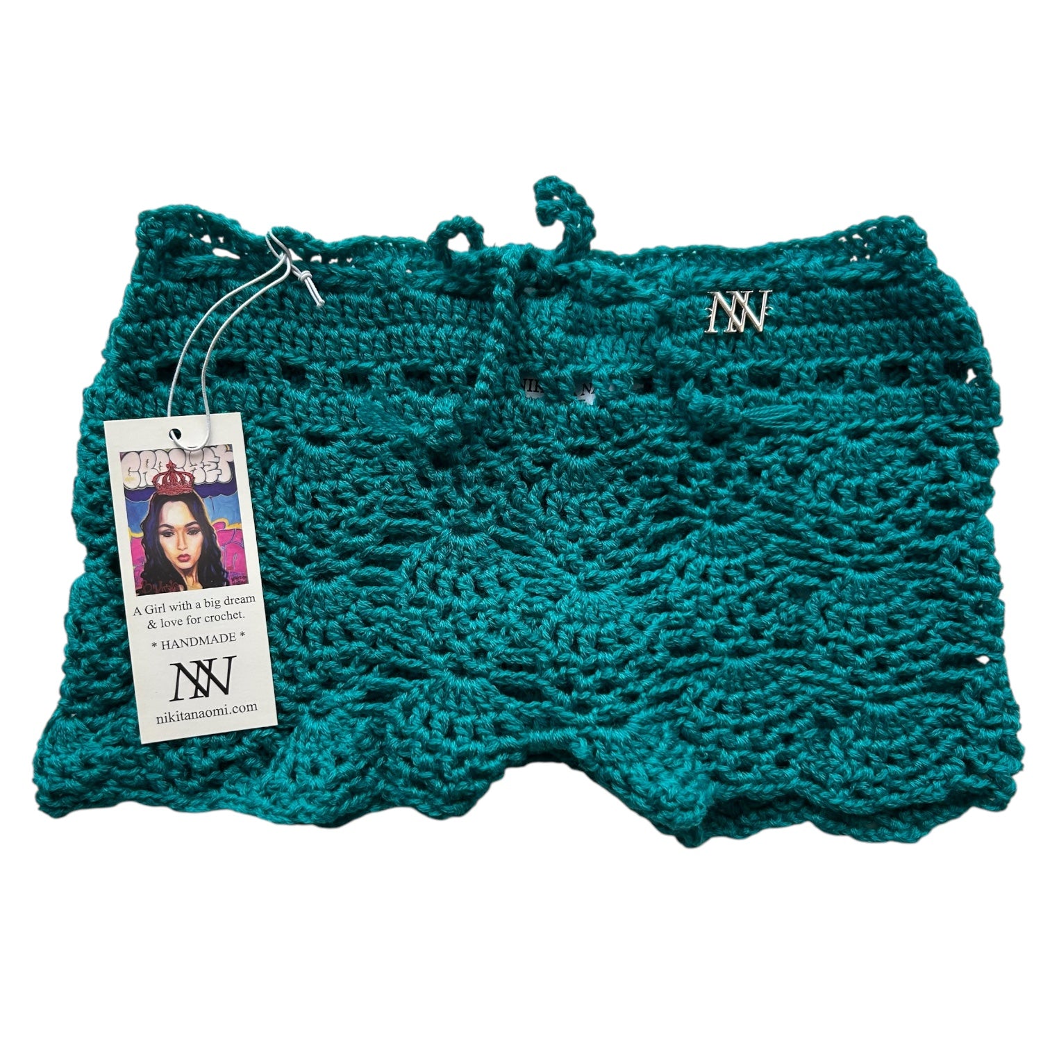 Teal Pineapple Crochet Shorts by Nikita Naomi