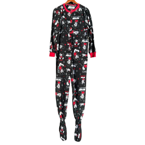 Disney "Dream" Mickey Mouse Sleepwear Adult Large Black Onesie Footed Pajamas