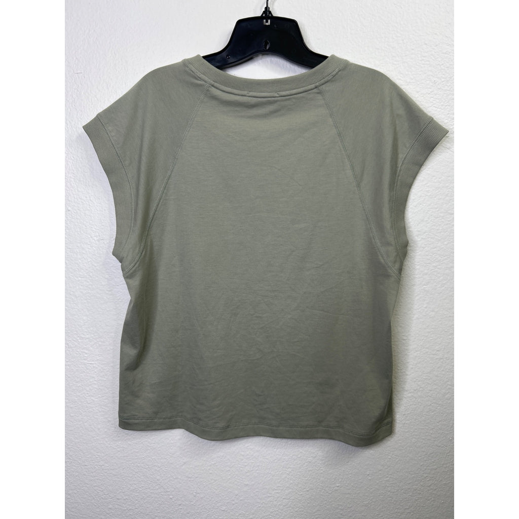 #1072 Evereve Womens Sage Green Pima Cotton Short Sleeve Top Size M