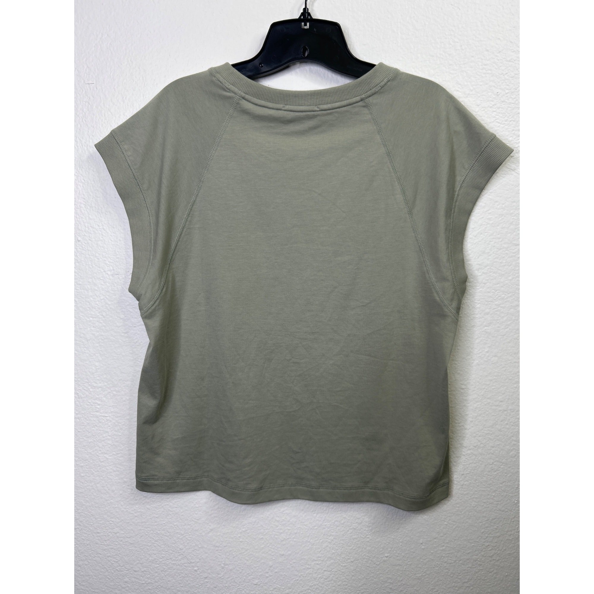 #1072 Evereve Womens Sage Green Pima Cotton Short Sleeve Top Size M