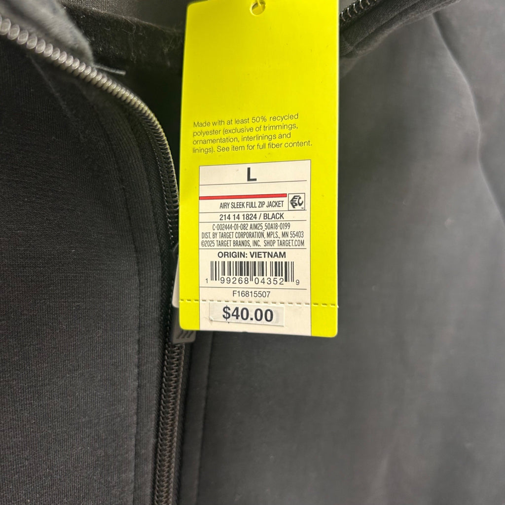 K-166 All in Motion Airy Sleek Full Zip Jacket Black Women's Size Large