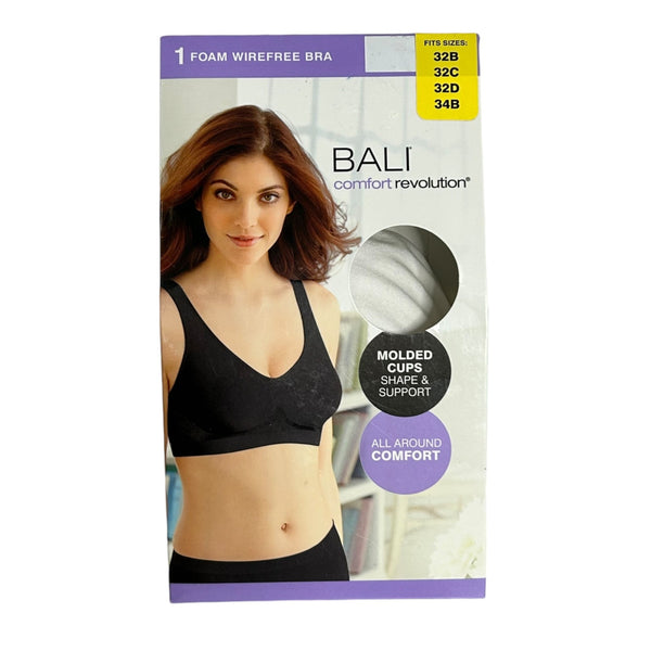 Bali Comfort Revolution (1) WHITE Foam Wire-Free Bra XS Fits 32B 32C 32D 34B