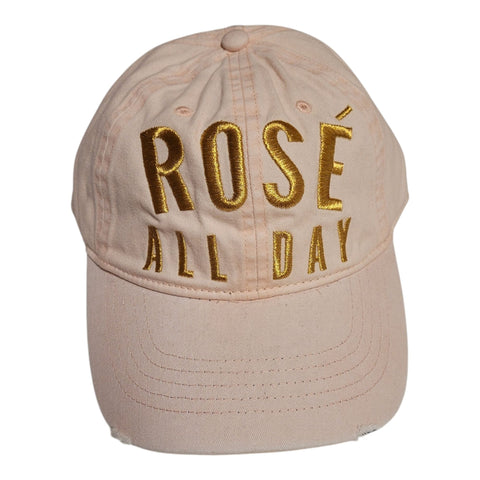 Rosé All Day Pink & Gold Embroidered Adjustable Baseball Cap, One Size