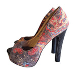 DBDK Fashion Sunda-1 Floral Print Platform Peep Toe Pumps Women's Size 7.5