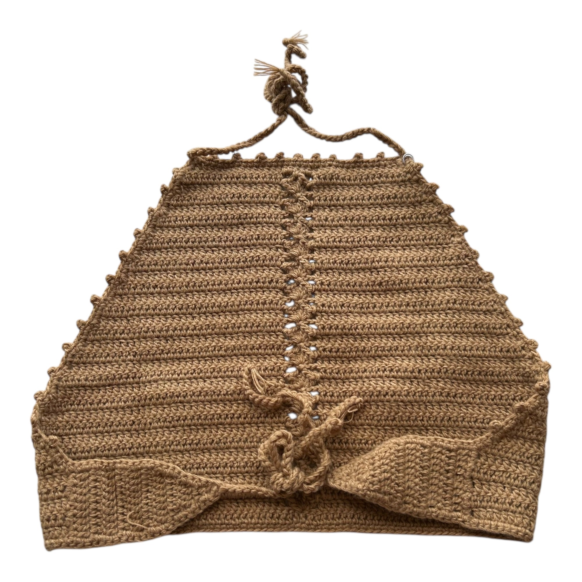 Tan Halter Crochet Crop Top by Nikita Naomi
