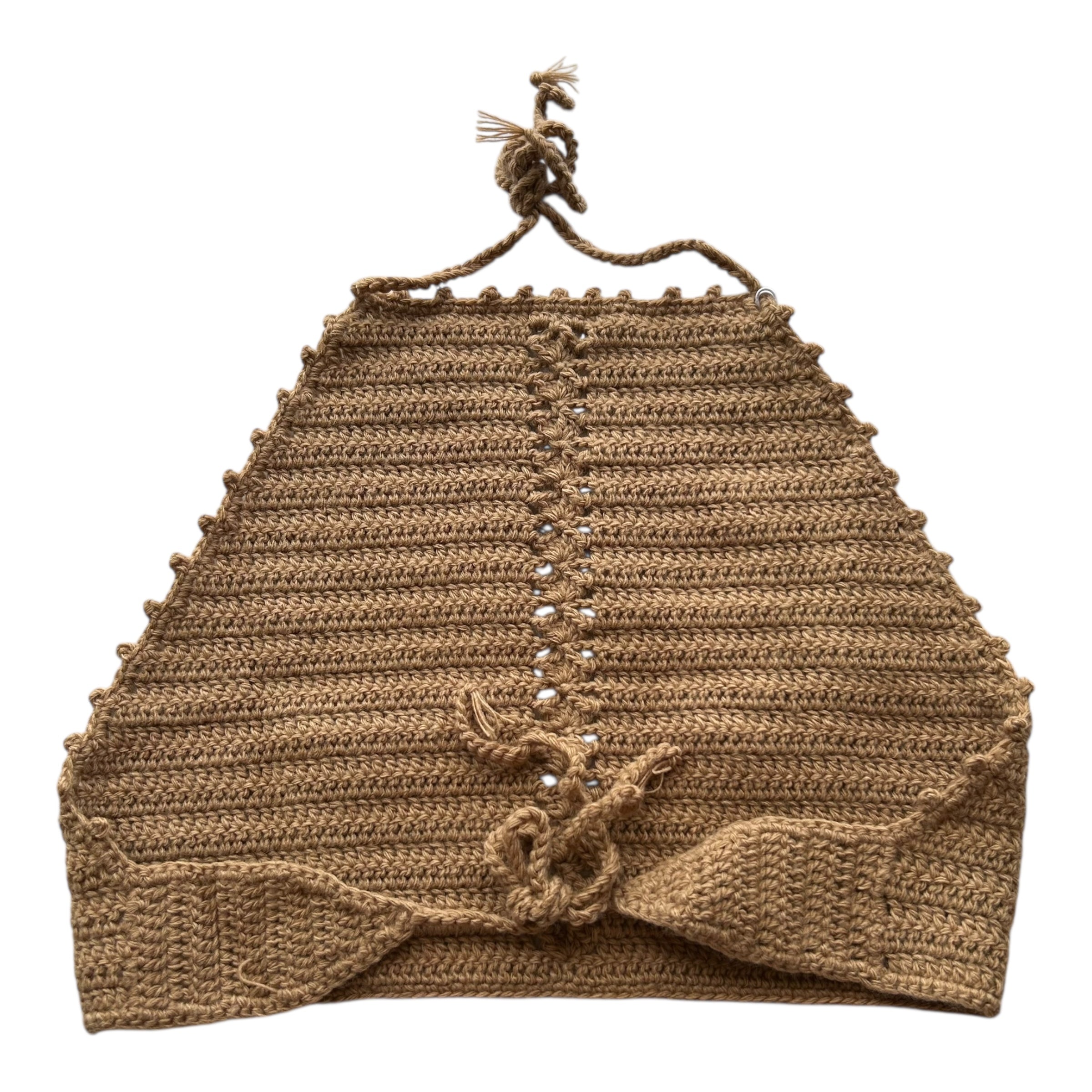 Tan Halter Crochet Crop Top by Nikita Naomi