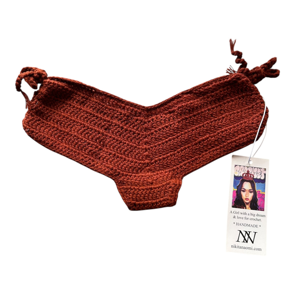 Brown Boy-Shorts Crochet Bikini Bottom by Nikita Naomi