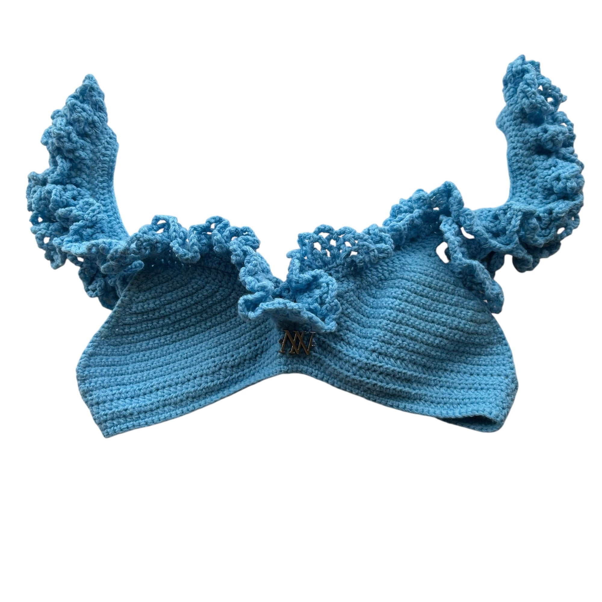 Sky Blue Ocean Crest Crochet Bikini Top by Nikita Naomi