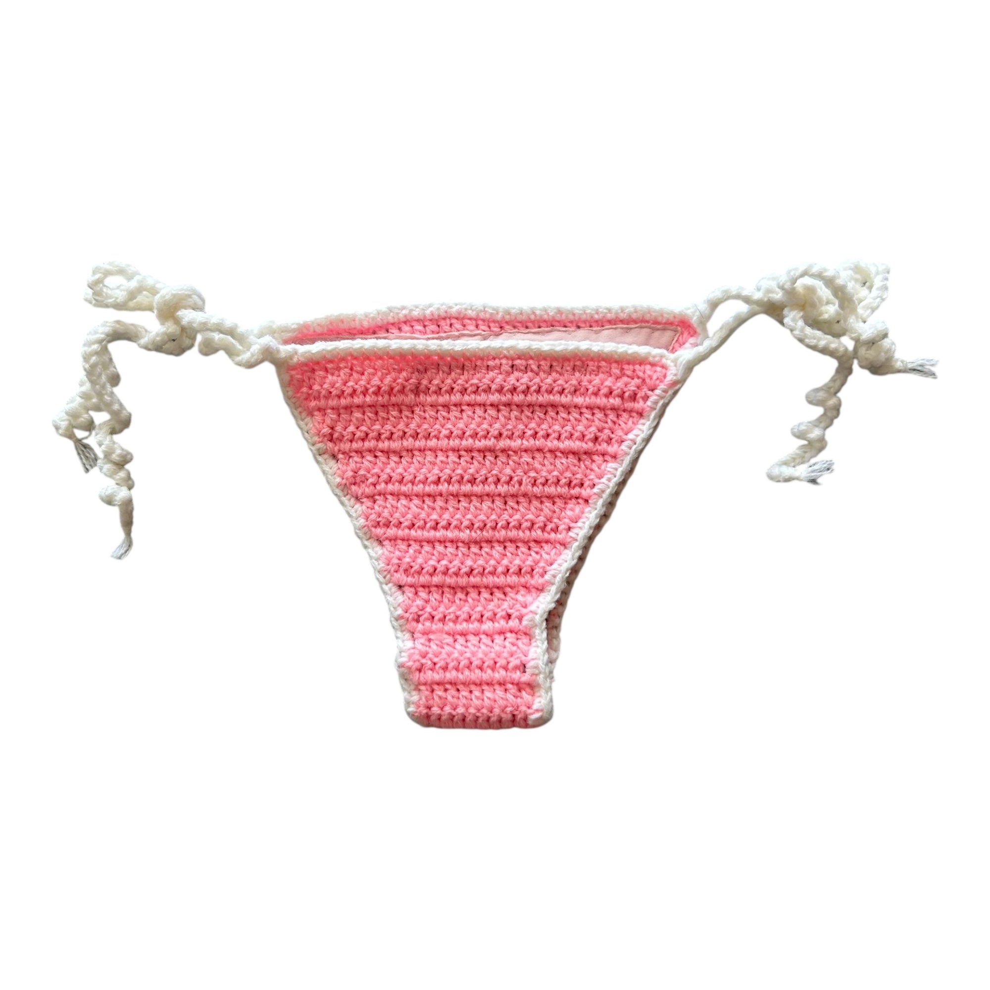 Pink with White Border Mini Crochet Bikini Bottom by Nikita Naomi