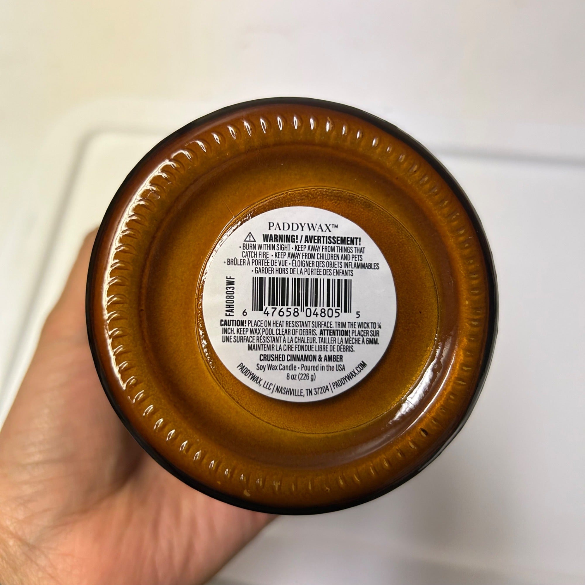 Paddywax Crushed Cinnamon & Amber Soy Wax Candle 8 Oz Decorative Amber Jar