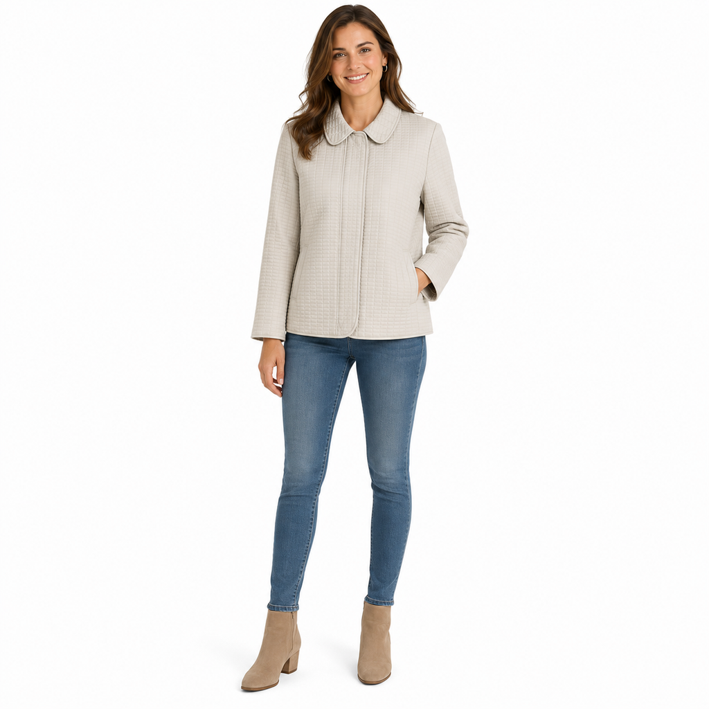 DG-185 La Cabaña Sand Button-Front Outerwear Women's Quilted Jacket Size Large