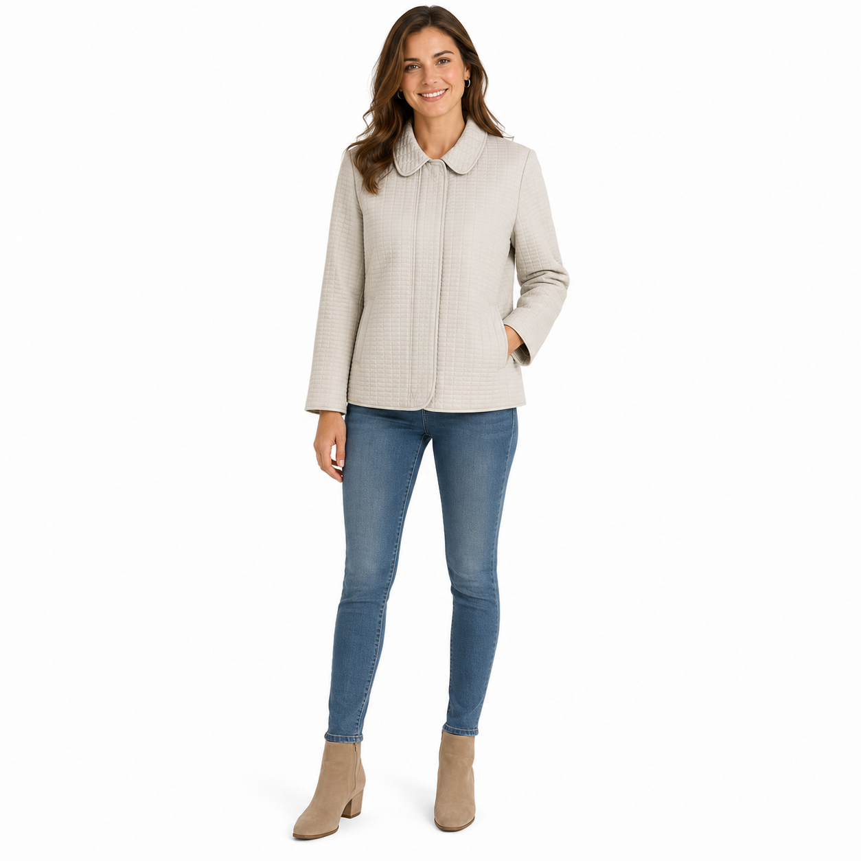 DG-185 La Cabaña Sand Button-Front Outerwear Women's Quilted Jacket Size Large