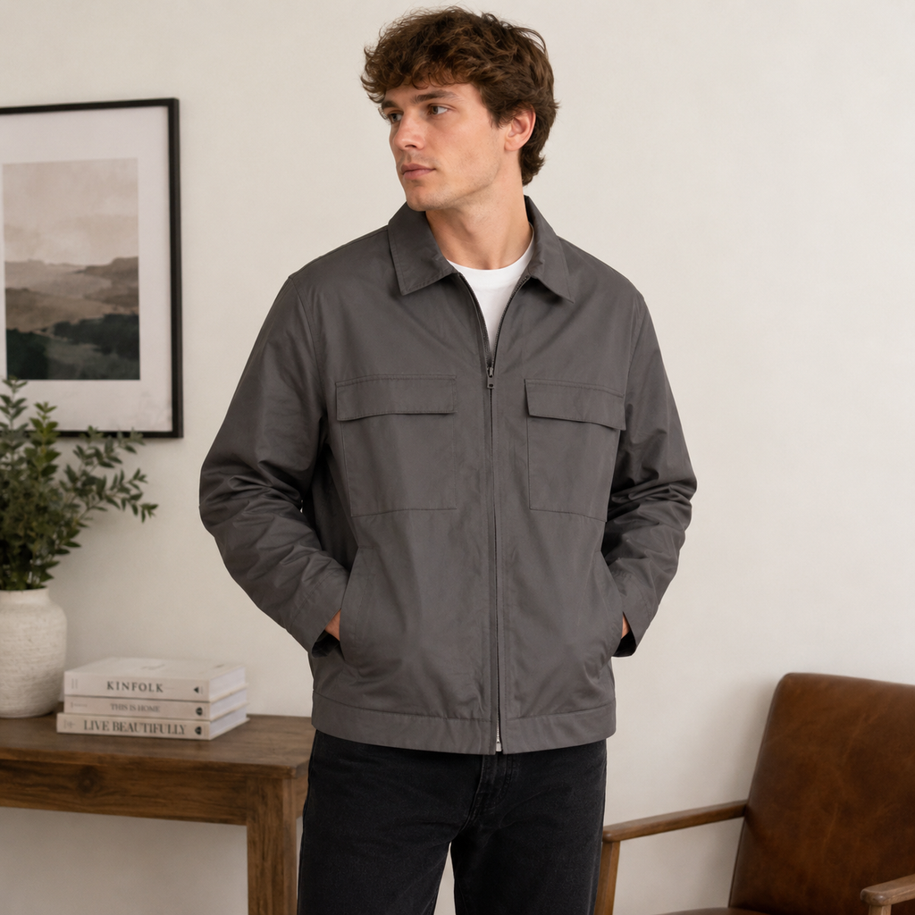 K-259 Goodfellow & Co Lightweight Full Zip Utility Jacket Gray Men's Size XL