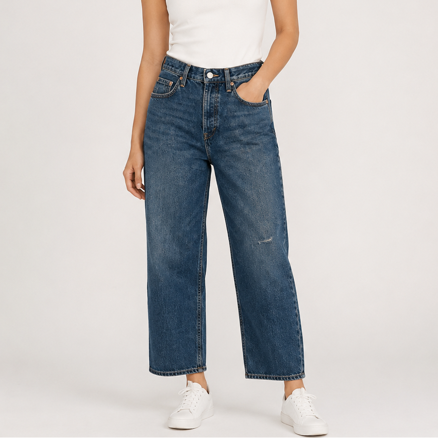 K-203 Universal Thread 90s Baggy Jeans Mid Rise Relaxed Fit Dark Wash Denim Women's Size 6S