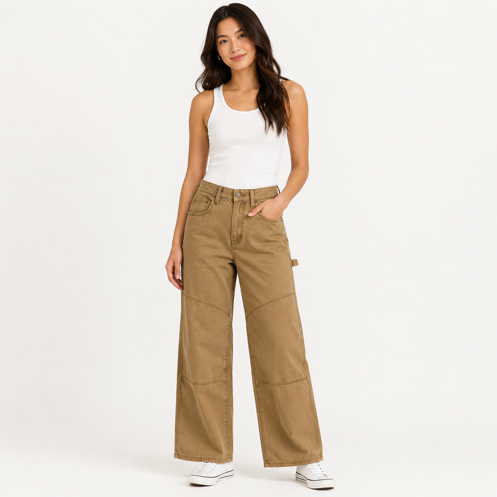 K-197 Wild Fable Carpenter Pants Low Rise Utility Wide Leg Brown Women's Size 00