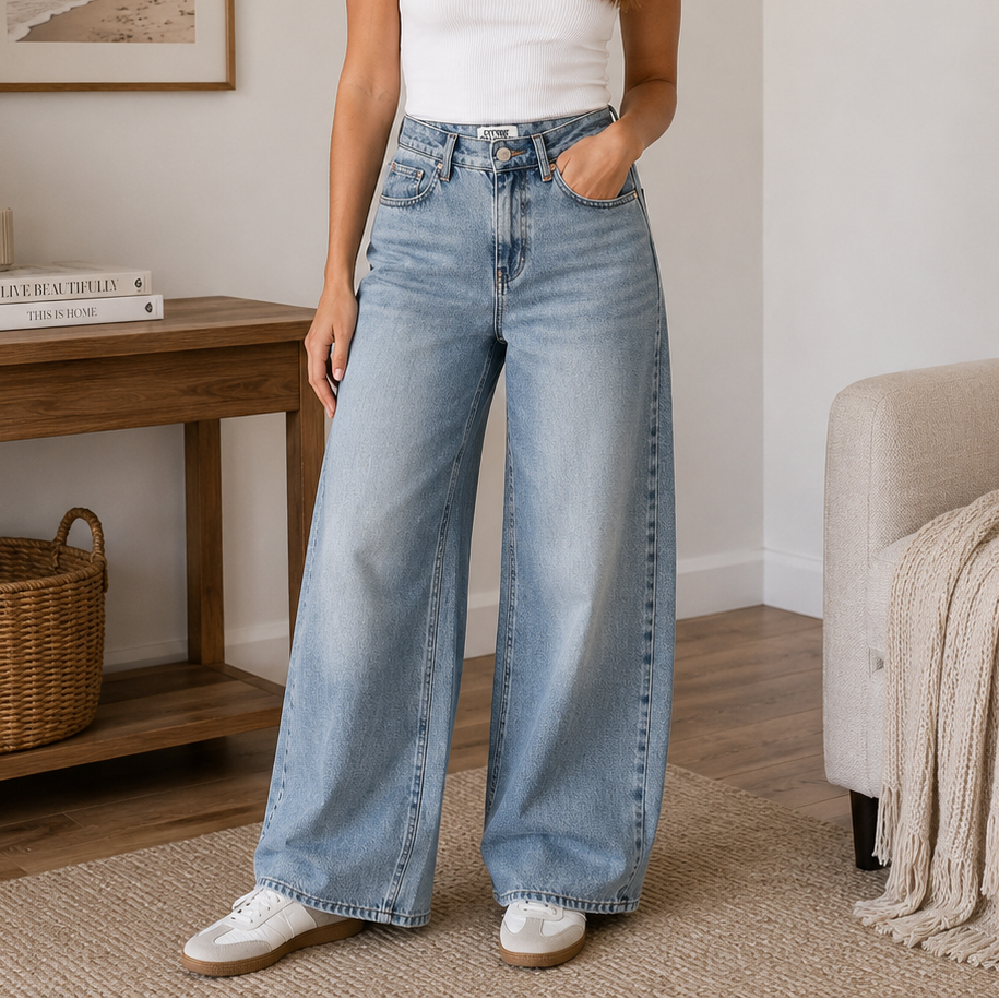 K-147 Future Collective Wide-Leg Denim Jeans Light Wash Women's Size 00