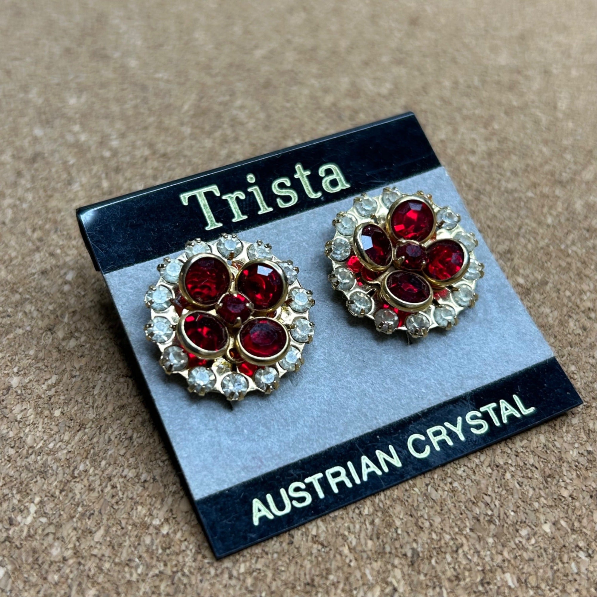 J-420 Trista Austrian Crystal Gold-Tone Floral Stud Earrings