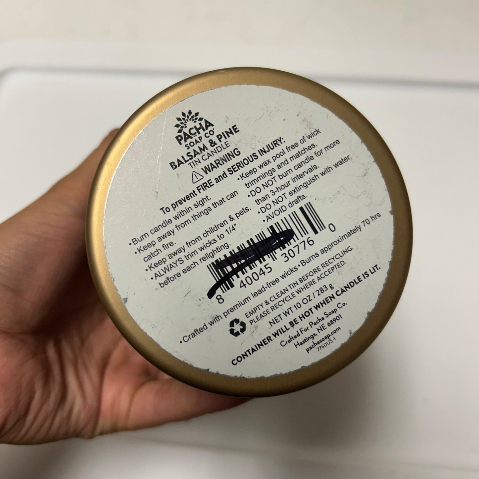 Pacha Soap Co. Balsam & Pine Candle 10 Oz With Cedarwood & Spruce Wax Blend