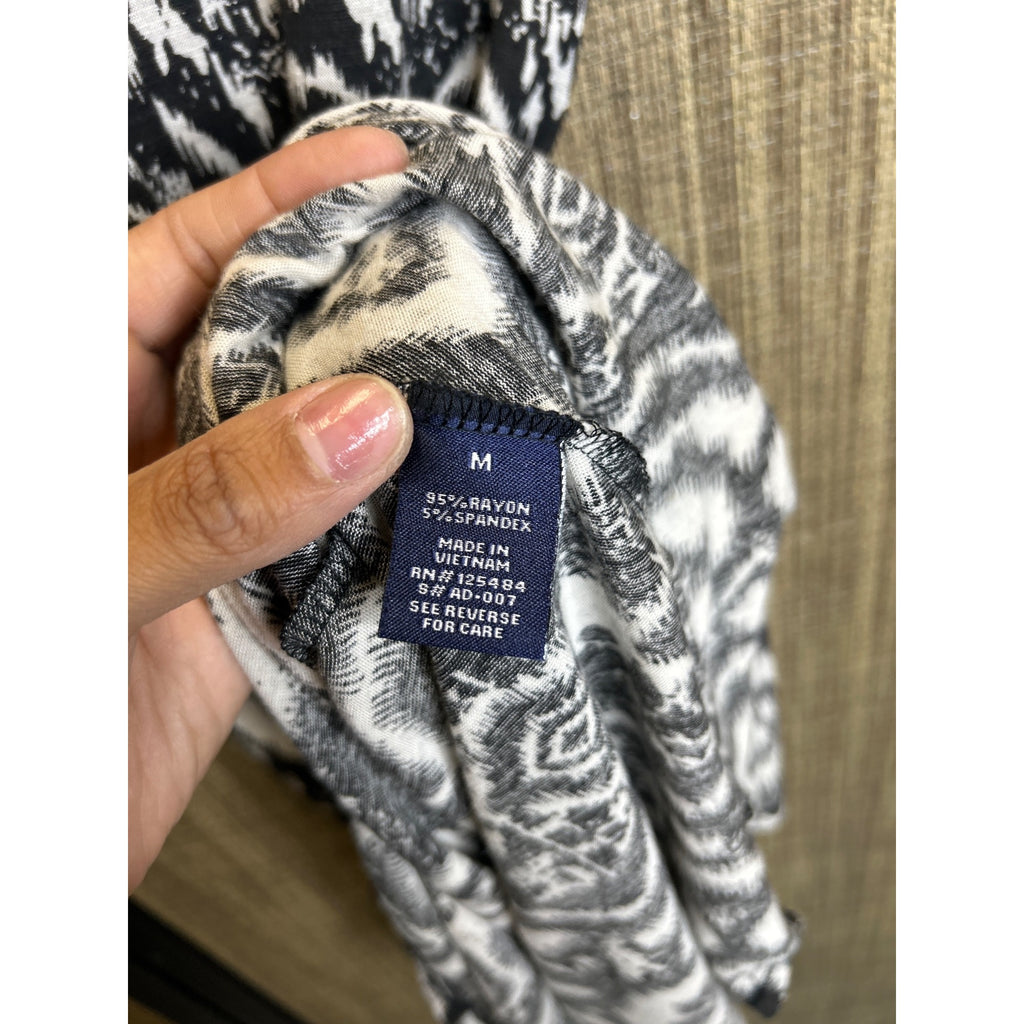 DG-137 Ocean Drive Size Medium Black & White Print Dress With Sheer Back Panel
