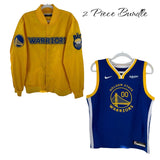 Golden State Warriors 2 Piece Bundle Size Large Yellow Jacket, Kuminga Jersey