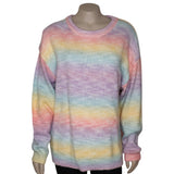 Frankies Bikinis Womens M/L Rainbow Striped Knit Sweater