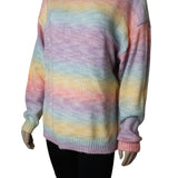 Frankies Bikinis Womens M/L Rainbow Striped Knit Sweater