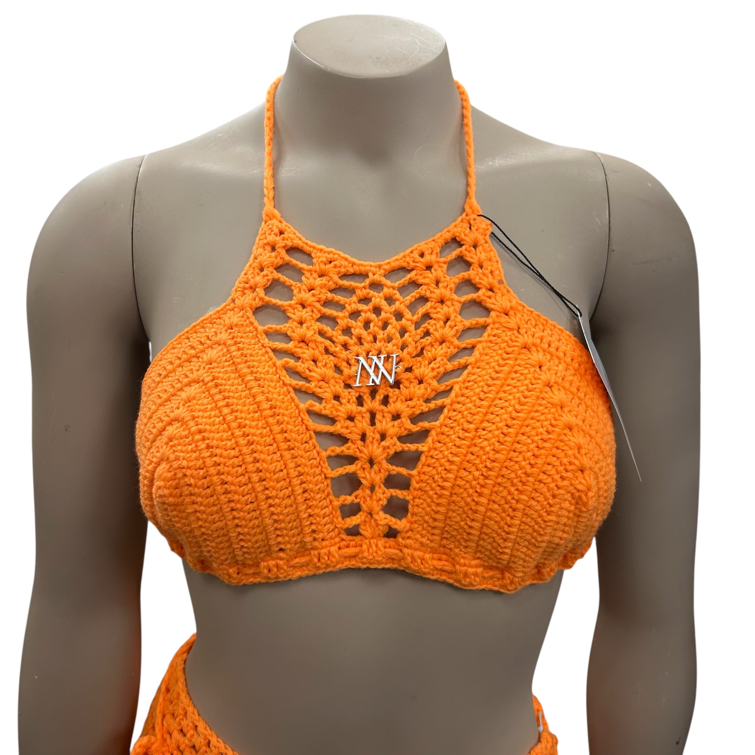 Orange Pineapple Halter Crochet Bikini Top by Nikita Naomi