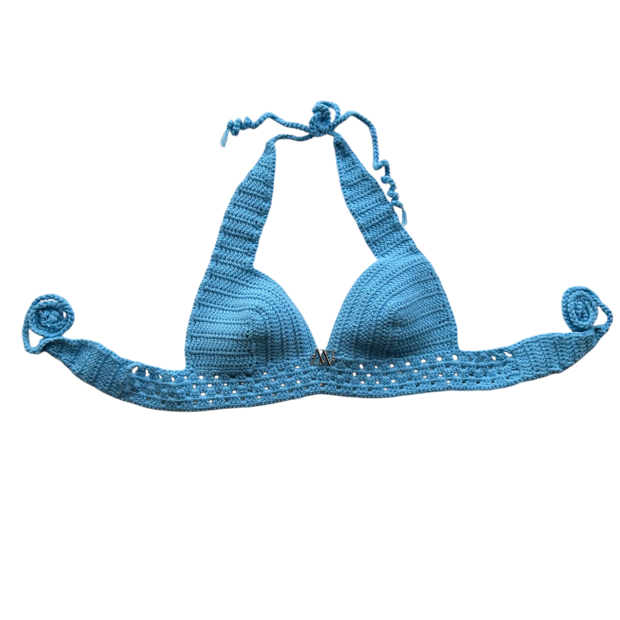 Sky Blue Square Bralette Handmade Crochet Bikini Top by Nikita Naomi