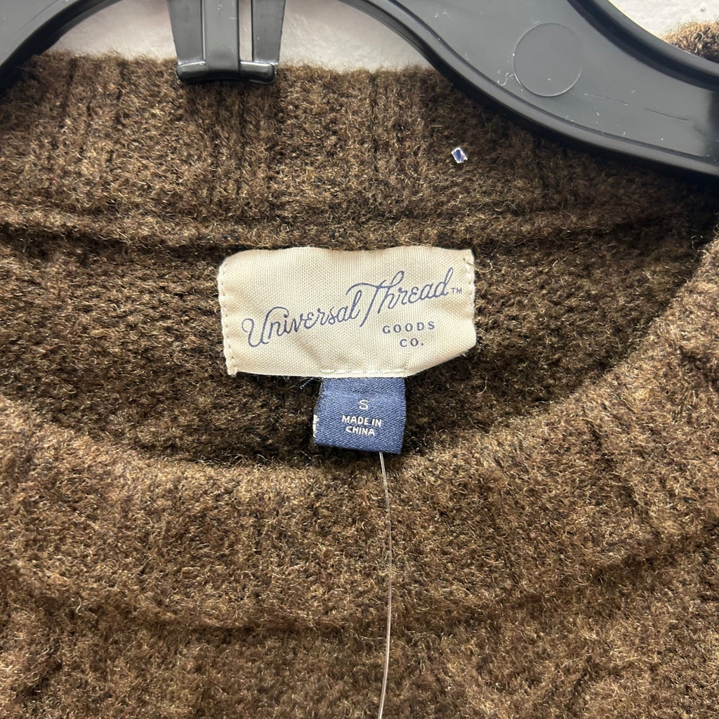 K-178 Universal Thread Women's Small Cozy Cable Crewneck Pullover Sweater - Brown