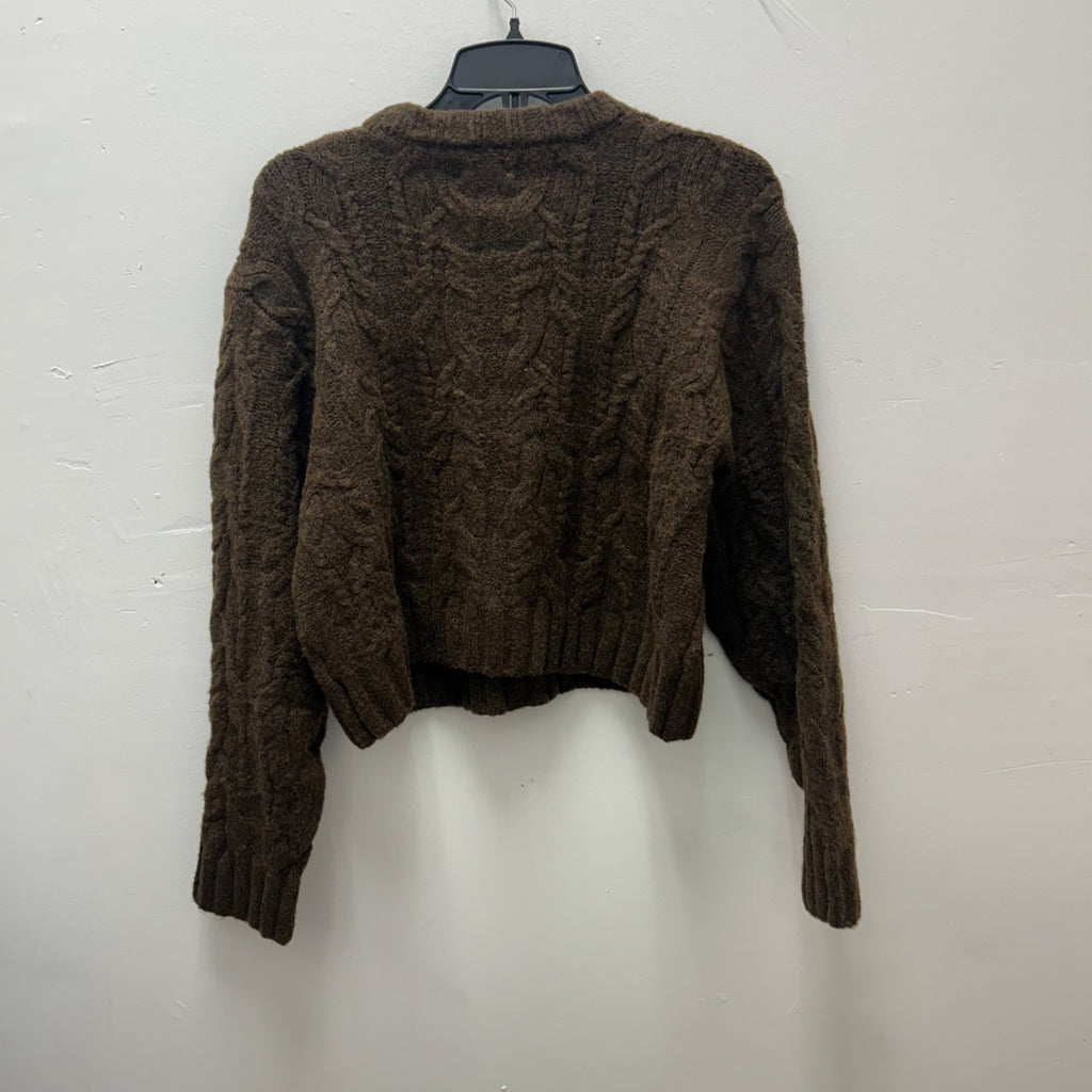 K-178 Universal Thread Women's Small Cozy Cable Crewneck Pullover Sweater - Brown