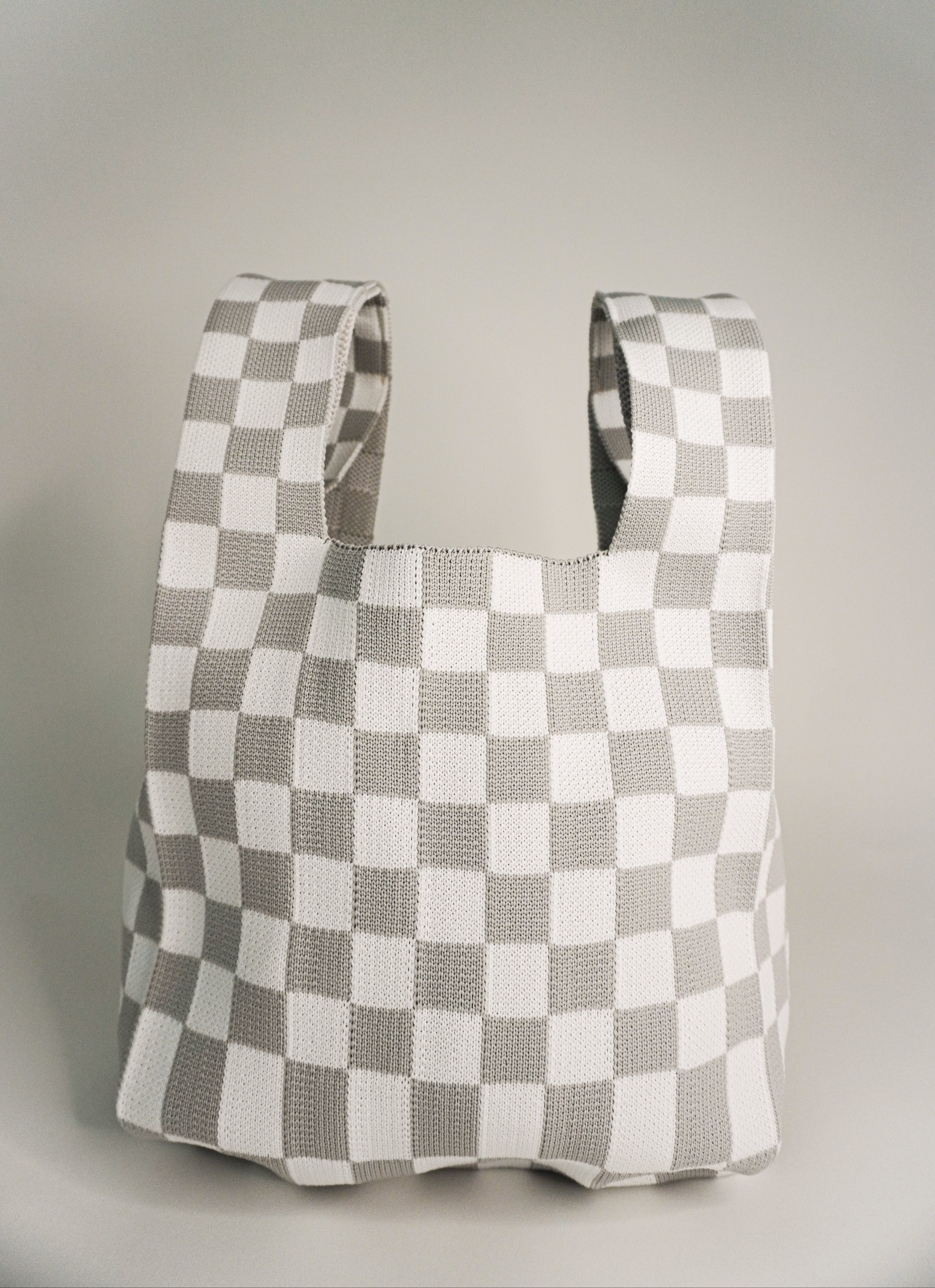 Classic Checkered Grey Handbag