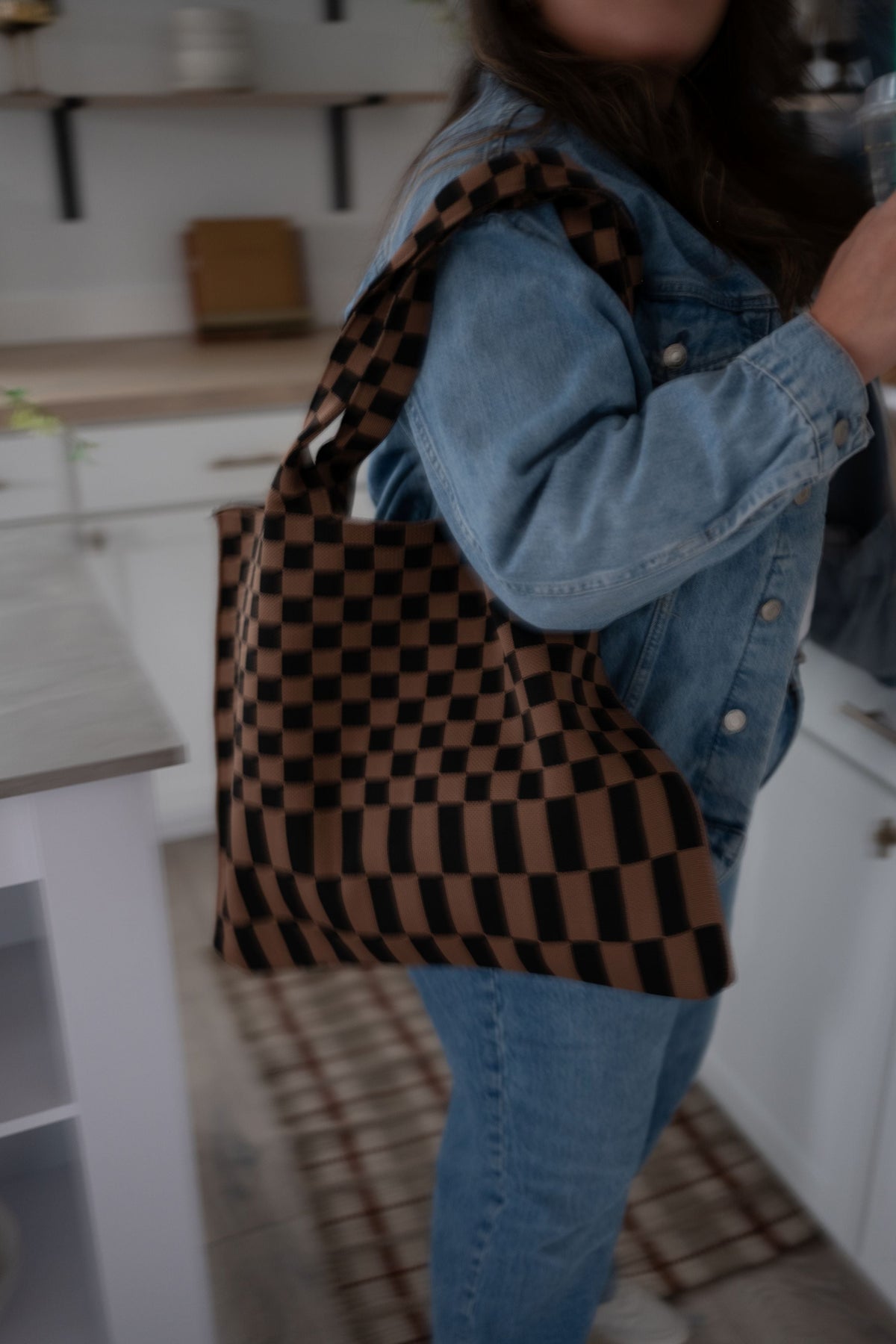Classic Checkered Skinny Tote